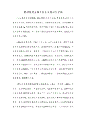 贯彻落实金融工作会议精神发言稿.docx