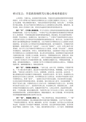 研讨发言：学思践悟细照笃行凝心铸魂勇毅前行.docx