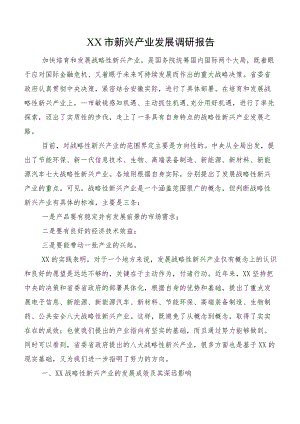 XX市新兴产业发展调研报告.docx