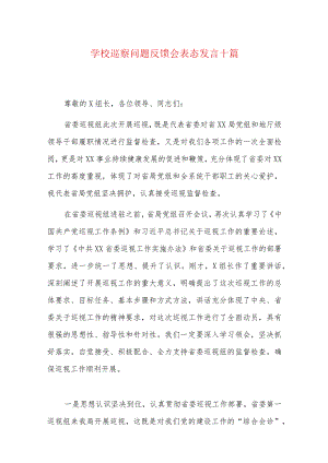 学校巡察问题反馈会表态发言十篇.docx