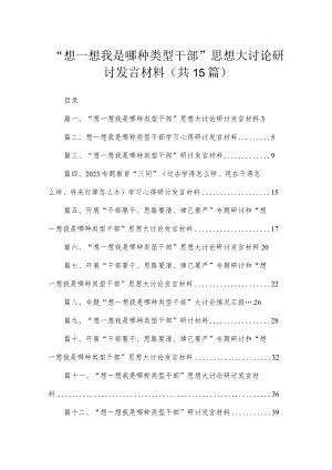 “想一想我是哪种类型干部”思想大讨论研讨发言材料(精选15篇).docx