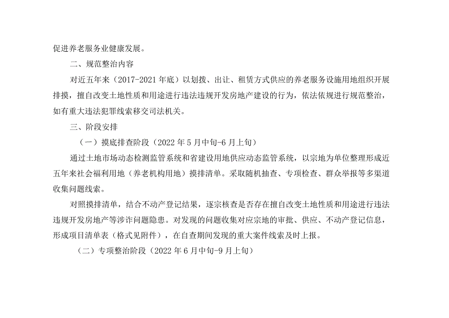 关于违规使用养老服务设施用地变相开发房地产等涉诈问题规范整治工作的实施方案.docx_第2页