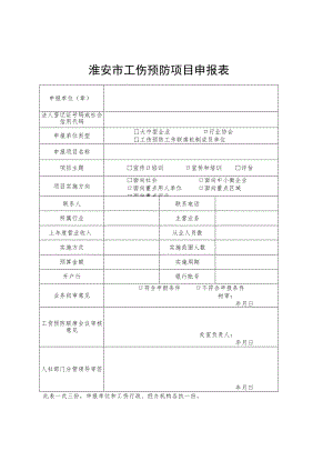 淮安市工伤预防项目申报表.docx