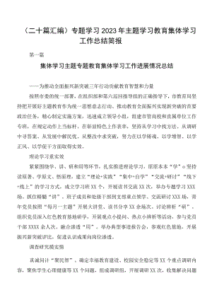 （二十篇汇编）专题学习2023年主题学习教育集体学习工作总结简报.docx