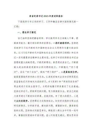 某省纪委书记2023年度述职报告 .docx