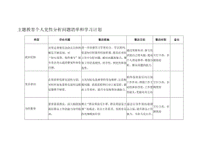 主题教育个人党性分析问题清单和学习计划.docx