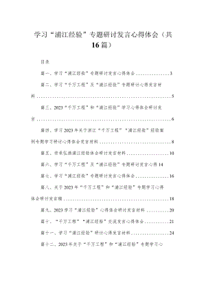 学习“浦江经验”专题研讨发言心得体会(精选16篇合集).docx