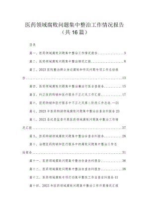 2023医药领域腐败问题集中整治工作情况报告精选（共16篇）.docx