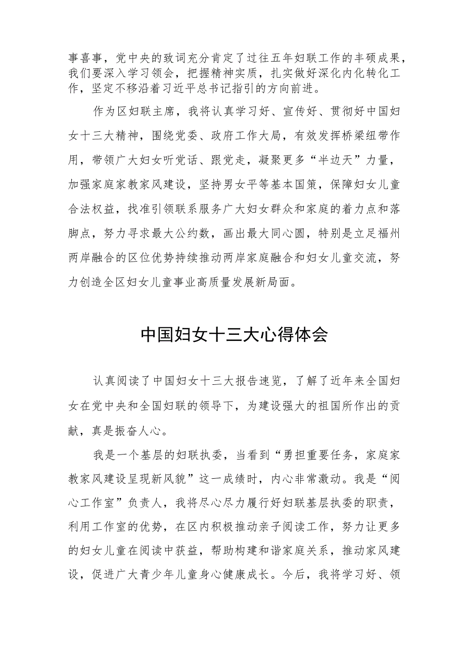 (十二篇)妇联干部学习中国妇女第十三次全国代表大会精神心得体会.docx_第2页