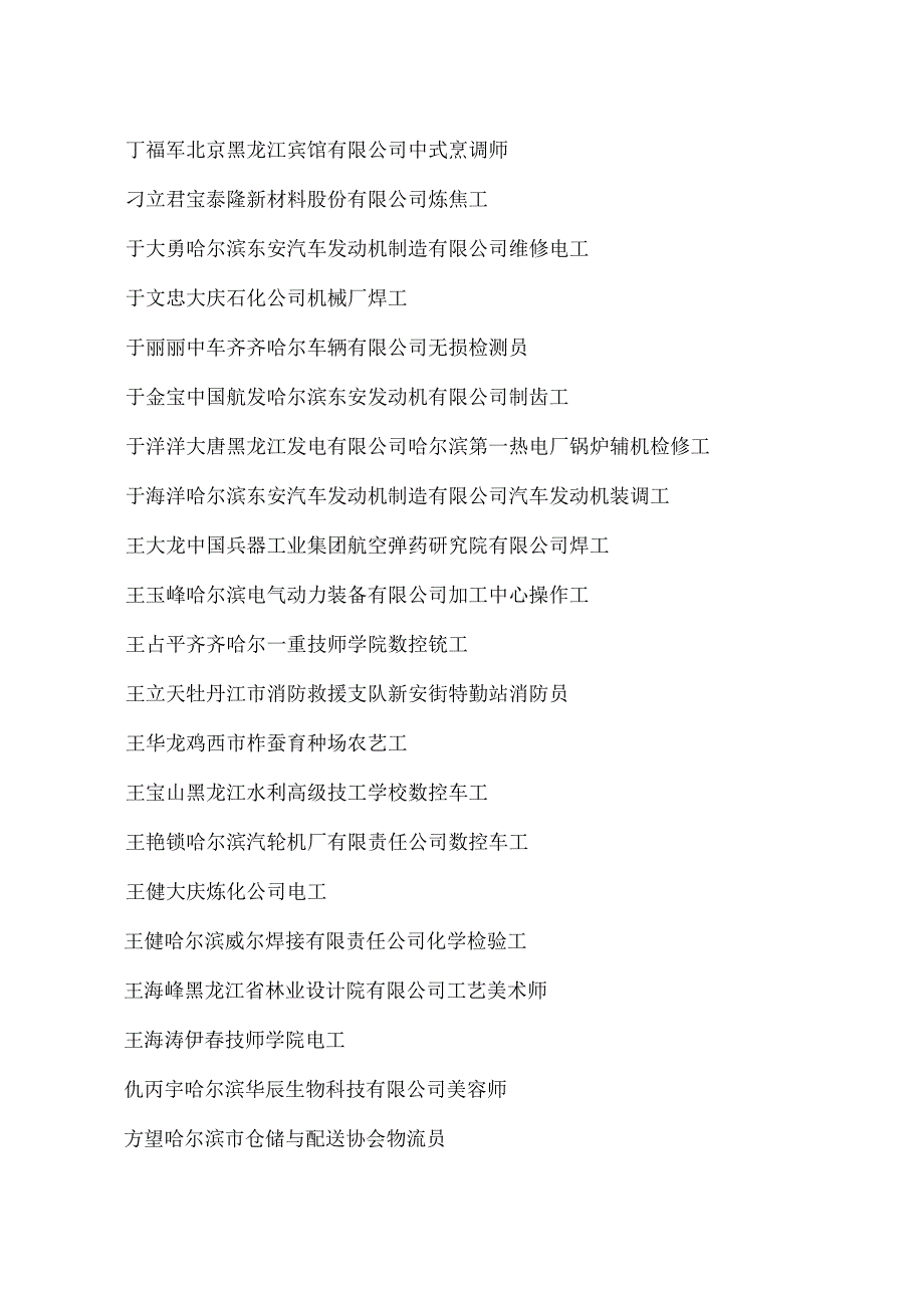 黑龙江省人民政府关于表彰第六届龙江大工匠和龙江技术能手获奖人员的决定.docx_第3页