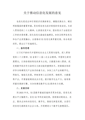 关于推动信息化发展的意见.docx