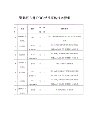鄂鹤页3井PDC钻头采购技术要求.docx