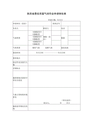 陕西省悬挂系留气球作业申请审批表.docx