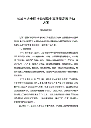 盐城市大丰区推动制造业高质量发展行动方案.docx