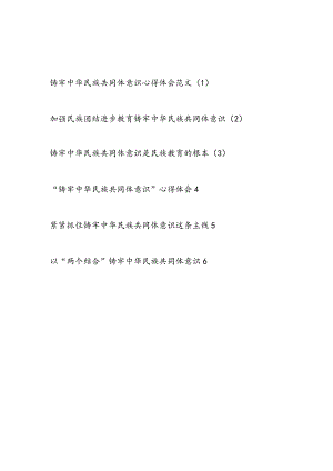 2023-2024年关于“铸牢中华民族共同体意识”学习心得体会感想领悟6篇.docx