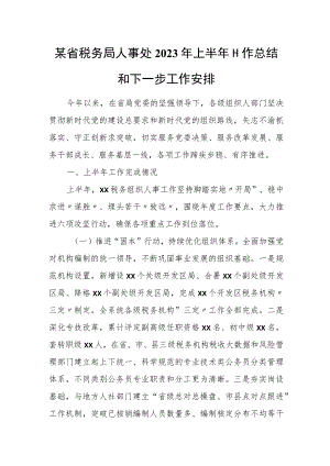 某省税务局人事处2023年上半年工作总结和下一步工作安排.docx