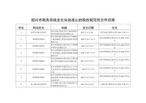 绍兴市税务系统全文失效废止的税收规范性文件目录.docx