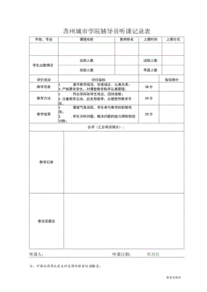 苏州城市学院辅导员听课记录表.docx