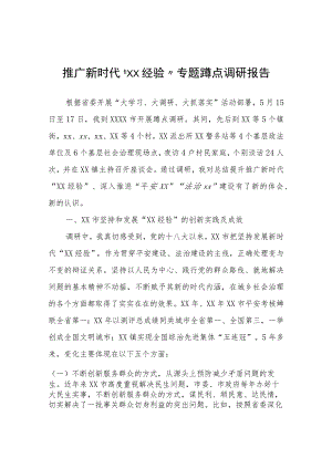 推广新时代“枫桥经验”专题蹲点调研报告.docx