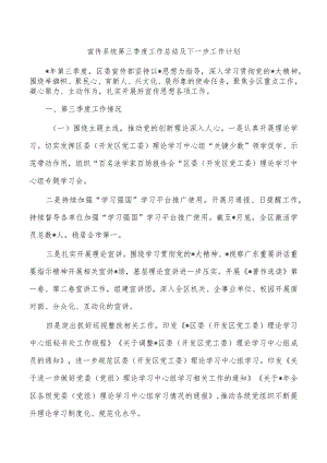 宣传系统第三季度工作总结及下一步工作计划.docx