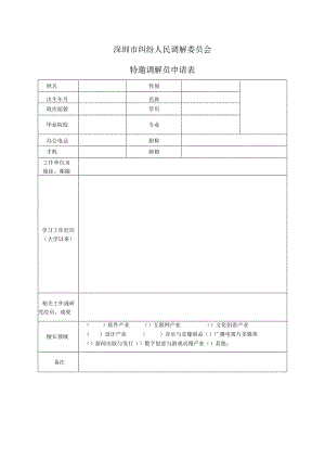 深圳市版权纠纷人民调解委员会特邀调解员申请表.docx