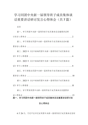 学习同团中央新一届领导班子成员集体谈话重要讲话研讨发言心得体会（7篇）.docx