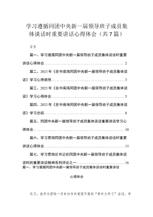 学习遵循同团中央新一届领导班子成员集体谈话时重要讲话心得体会范文（7篇）.docx