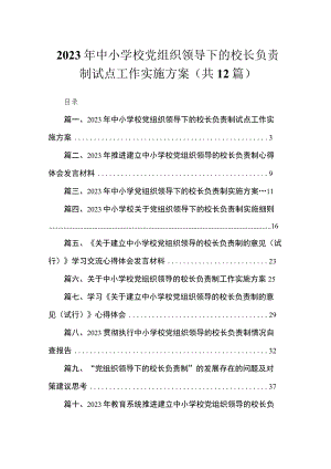 2023年中小学校党组织领导下的校长负责制试点工作实施方案(精选12篇).docx