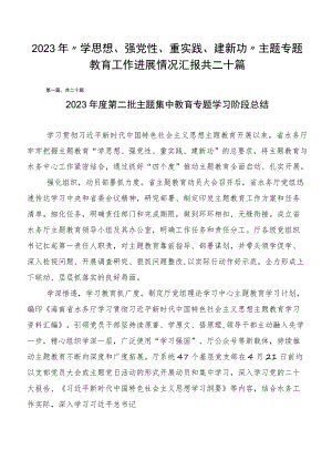 2023年“学思想、强党性、重实践、建新功”主题专题教育工作进展情况汇报共二十篇.docx