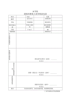 X学院团组织推优入党审核意见表（模板2）.docx