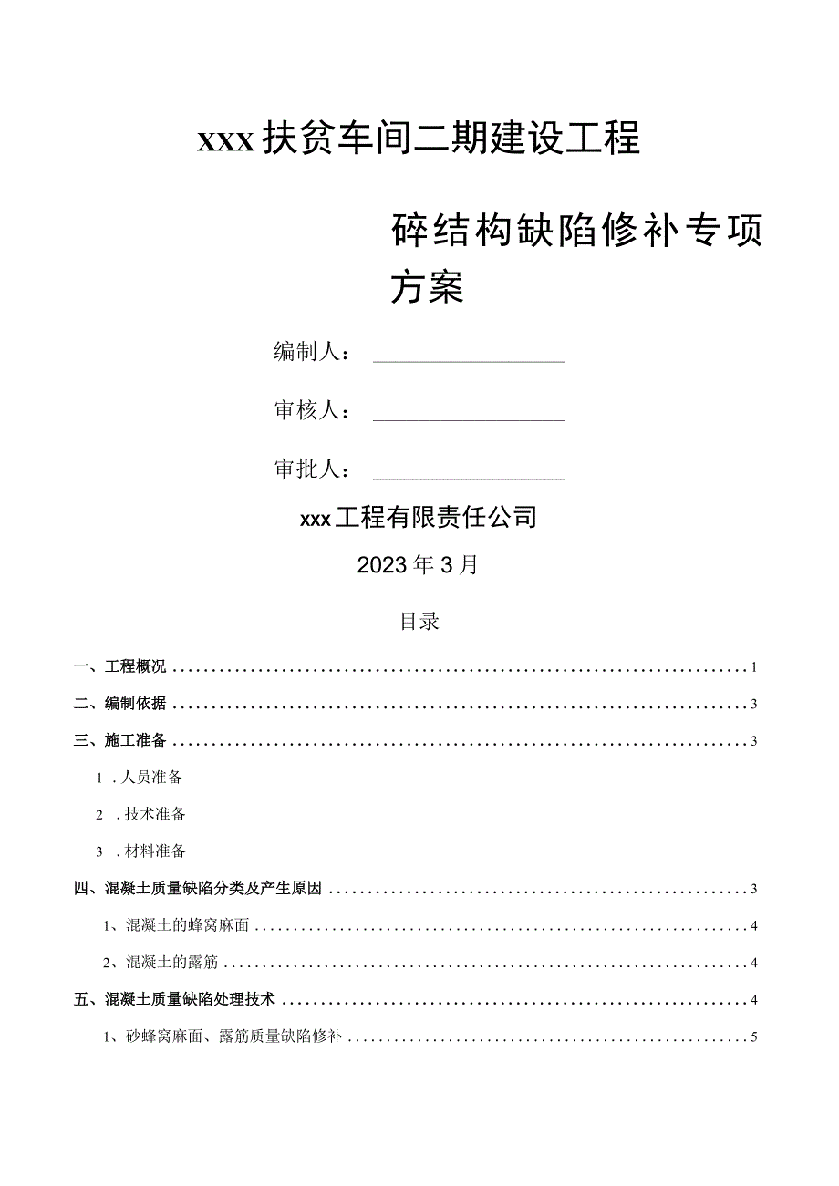 混凝土结构缺陷修补专项方案.docx_第1页