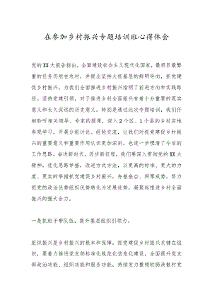 在参加乡村振兴专题培训班心得体会.docx