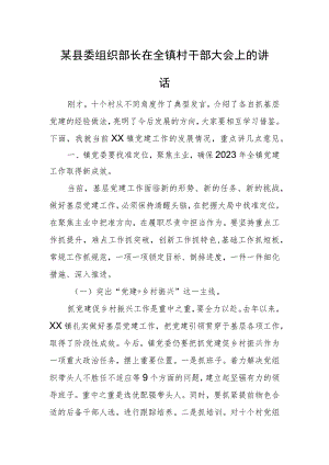 某县委组织部长在全镇村干部大会上的讲话.docx