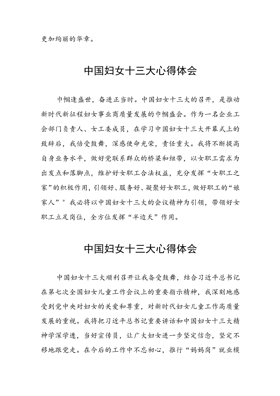 妇联学习中国妇女第十三次全国代表大会精神的心得体会十七篇.docx_第2页