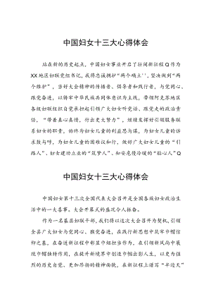 妇联学习中国妇女第十三次全国代表大会精神的心得体会十七篇.docx