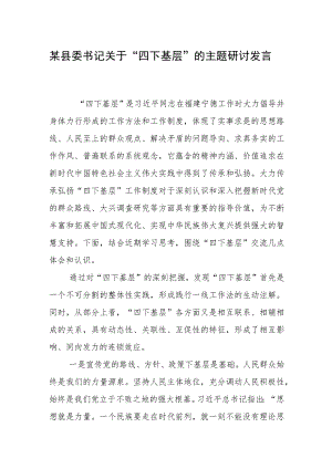 某县委书记关于“四下基层”的主题研讨发言材料.docx