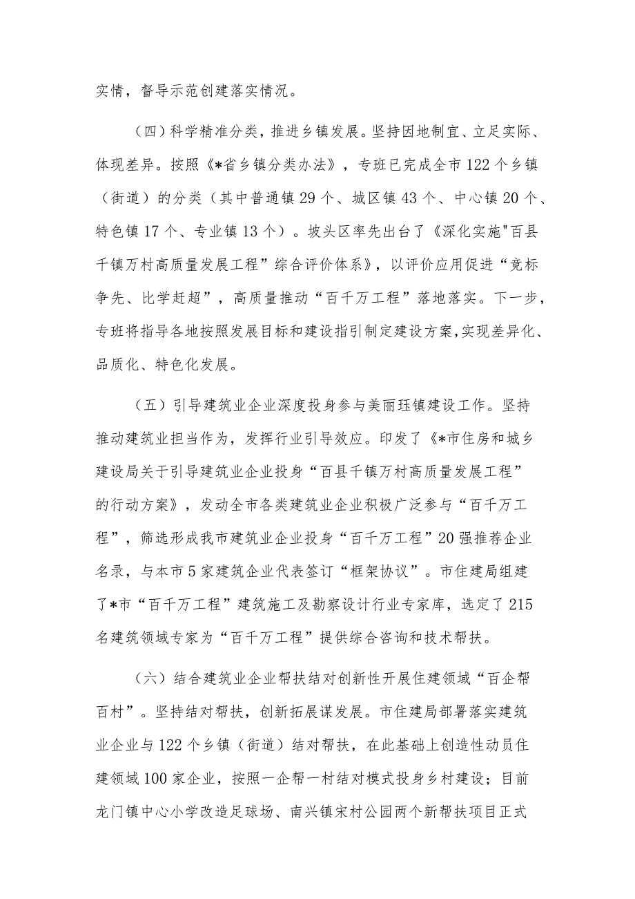 关于2023“百县千镇万村高质量发展工程”指挥部城镇建设专班工作开展情况报告范文.docx_第3页