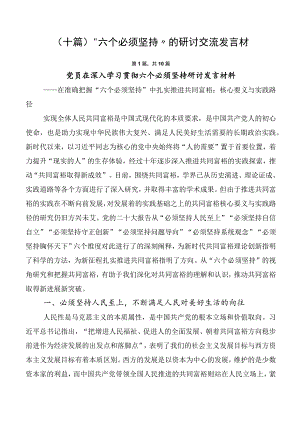 （十篇）“六个必须坚持”的研讨交流发言材.docx