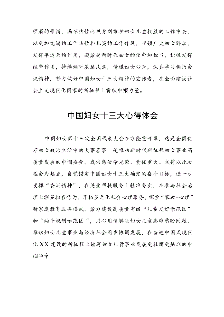 妇联干部学习中国妇女十三大心得体会十七篇.docx_第2页