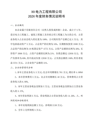 XX电力工程有限公司 202X年度财务情况说明书.docx