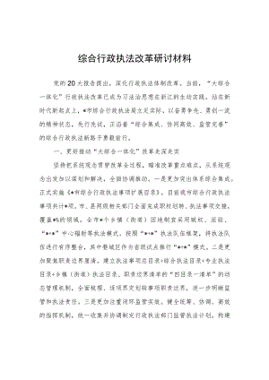 综合行政执法改革研讨材料心得体会.docx