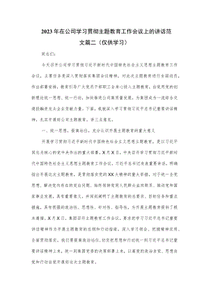 2023年在公司学习贯彻主题教育工作会议上的讲话范文篇二.docx