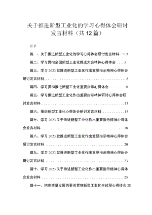 关于推进新型工业化的学习心得体会研讨发言材料（共12篇）.docx