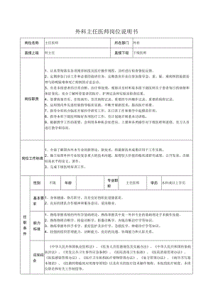 外科主任医师岗位说明书.docx