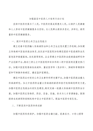 加强基层中医药人才培养行动计划.docx