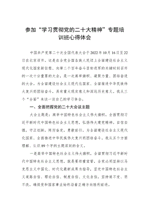 教师党员参加“学习贯彻党的二十大精神”专题培训班心得体会三篇例文.docx