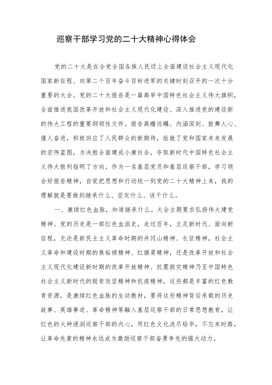 巡察干部学习党的二十大精神研讨交流发言心得体会感想4篇.docx_第2页