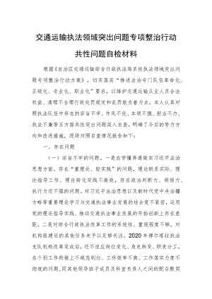 交通运输执法领域突出问题专项整治行动共性问题自检材料1.docx