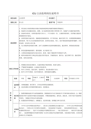 ICU主治医师岗位说明书.docx