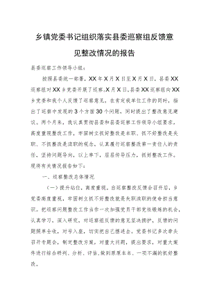 乡镇党委书记组织落实县委巡察组反馈意见整改情况的报告.docx